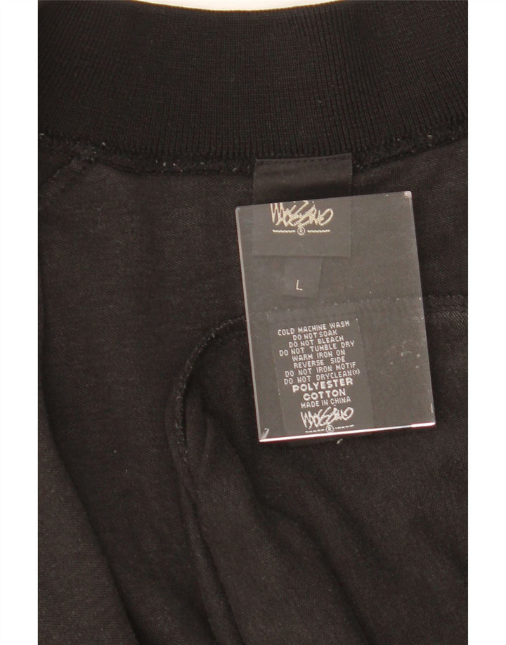 MOSSIMO Mens Graphic Tracksuit Top Jacket Large Black Cotton