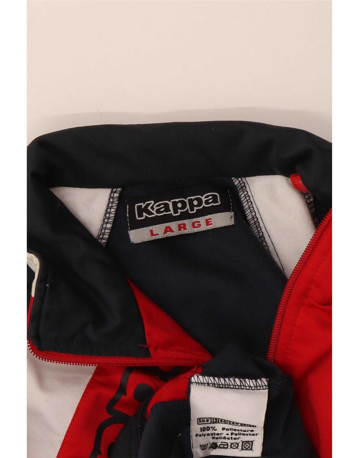 Kappa Womens Graphic Tracksuit Top Jacket UK 14 Large Navy Blue Colourblock