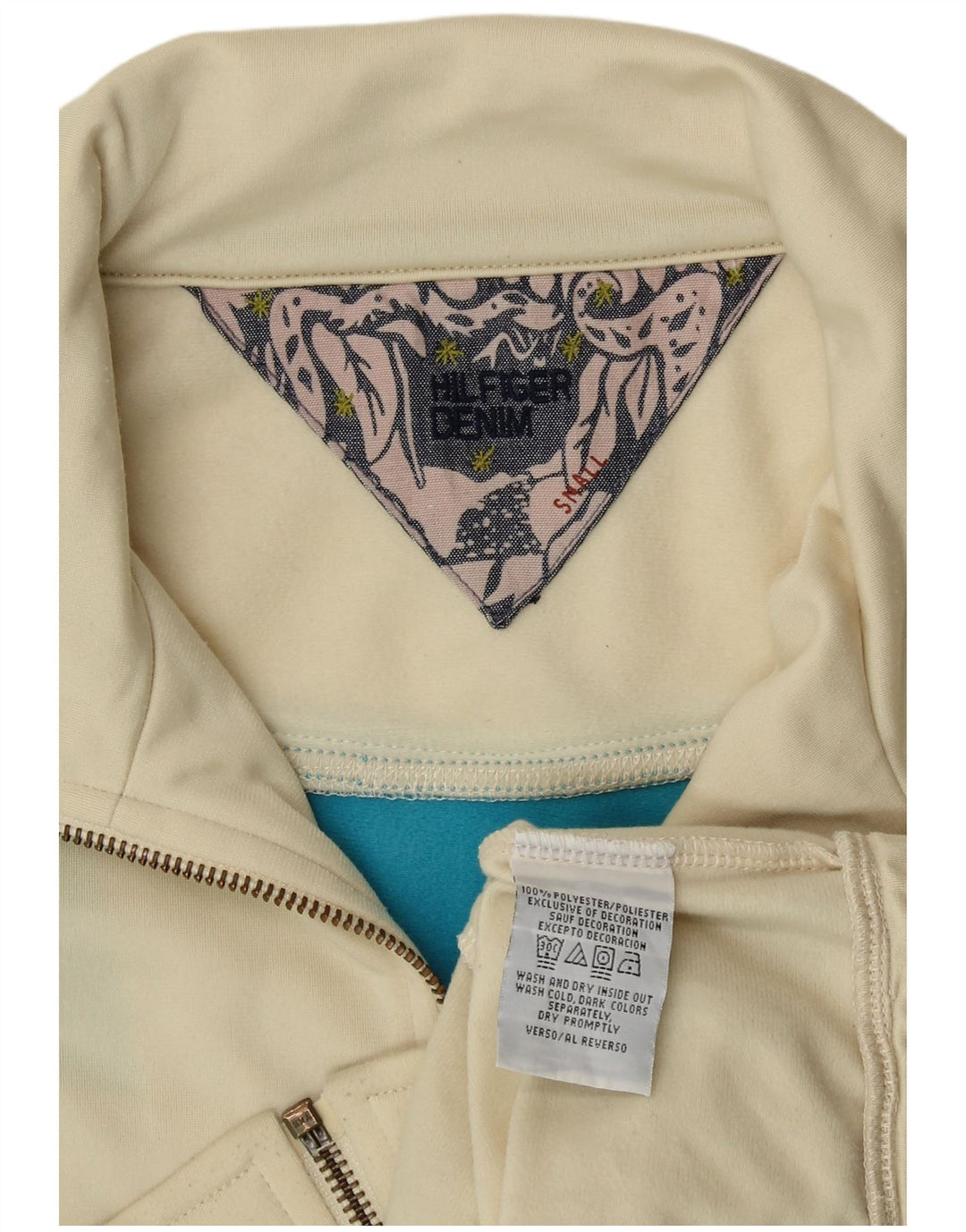 TOMMY HILFIGER Womens Tracksuit Top Jacket UK 10 Small Beige Colourblock