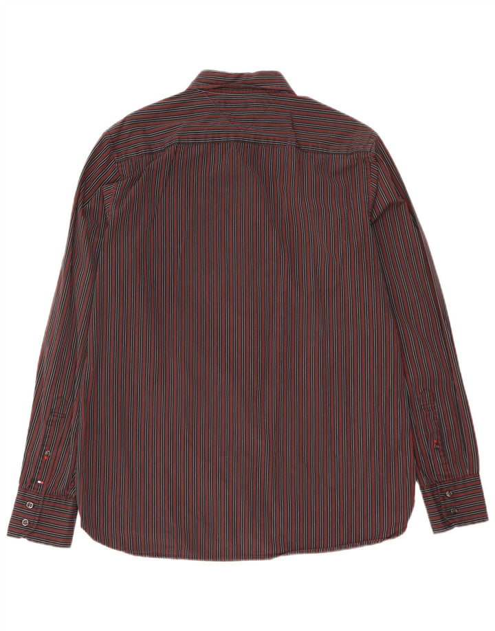 TOMMY HILFIGER Mens Shirt Medium Black Striped Cotton