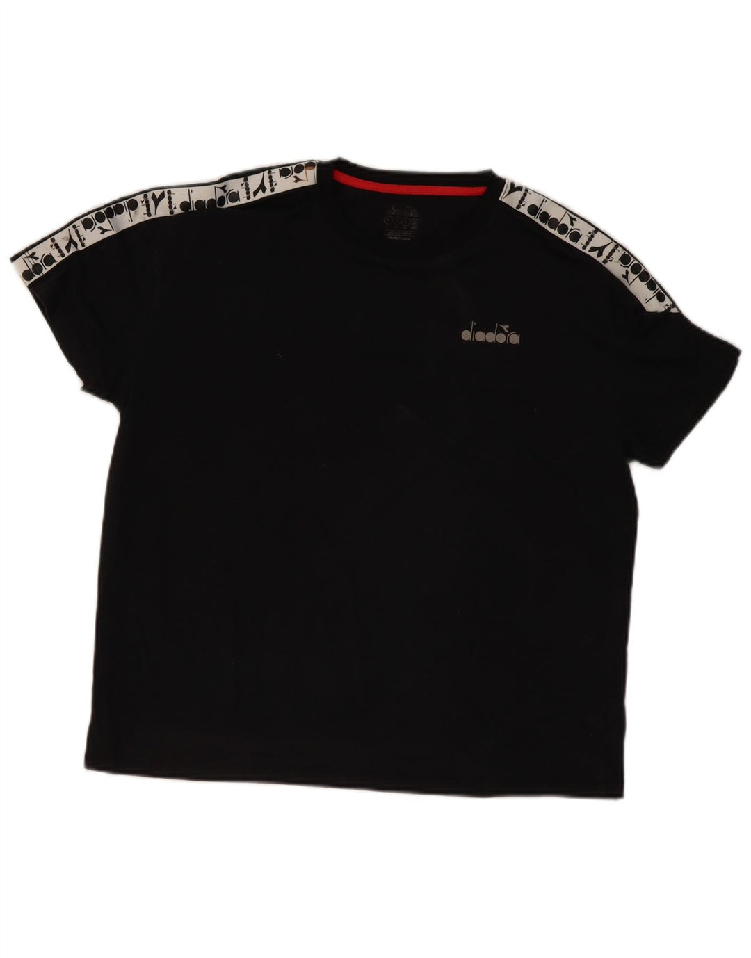 DIADORA Mens Graphic T-Shirt Top Medium Black Colourblock Cotton