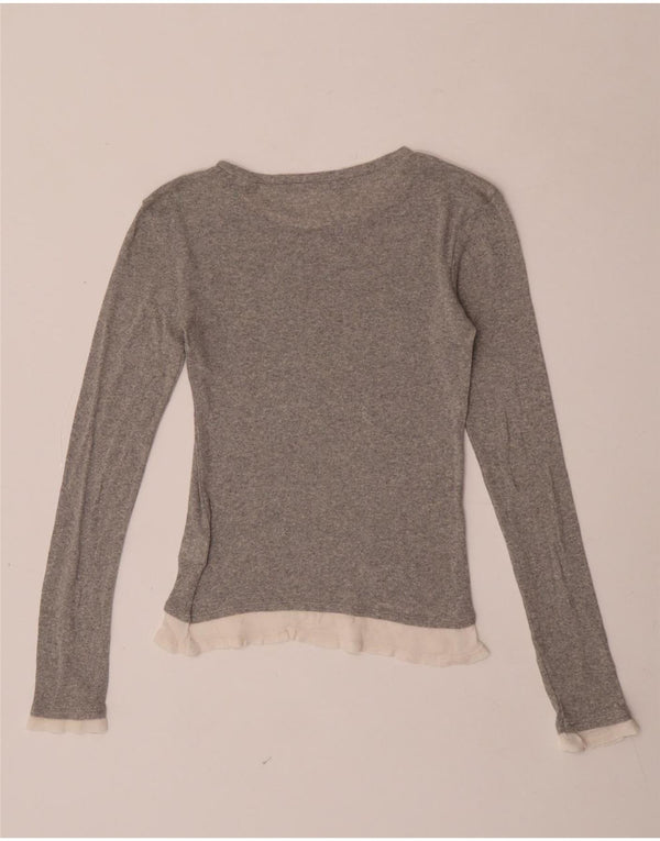Zara Womens Top Long Sleeve UK 8 Small Grey Colourblock Polyester
