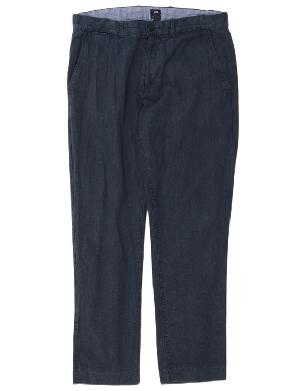 Gap Mens Slim Fit Chino Trousers W32 L30 Navy Blue Houndstooth Cotton