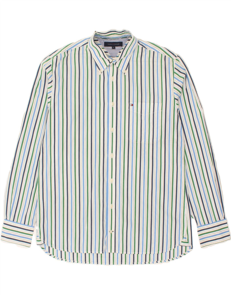 TOMMY HILFIGER Mens Shirt Large Multicoloured Striped Cotton | Vintage Tommy Hilfiger | Thrift | Second-Hand Tommy Hilfiger | Used Clothing | Messina Hembry 