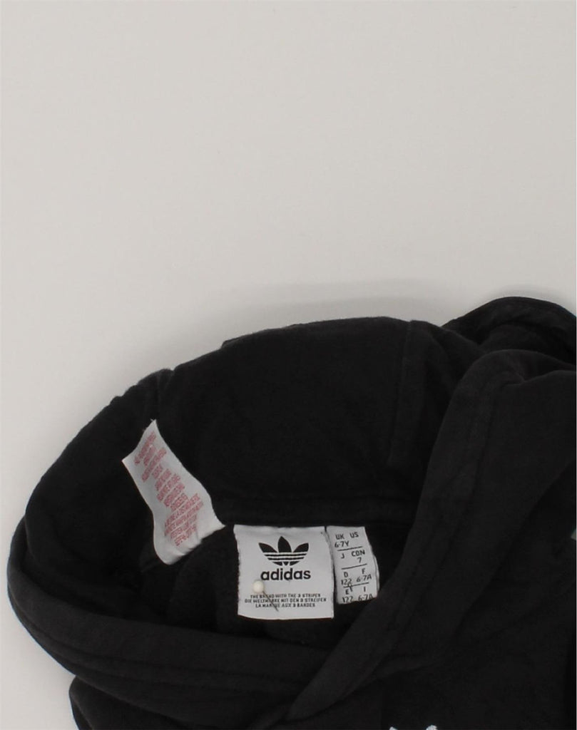 ADIDAS Boys Hoodie Jumper 6-7 Years Black Cotton | Vintage Adidas | Thrift | Second-Hand Adidas | Used Clothing | Messina Hembry 