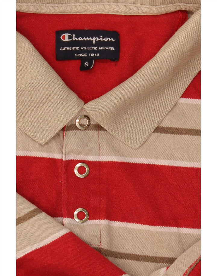 Champion Mens Polo Shirt Small Red Striped