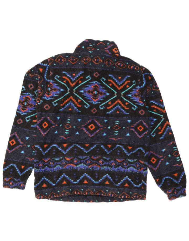Billabong Mens Zip Neck Fleece Jumper Small Navy Blue Fair Isle Polyester