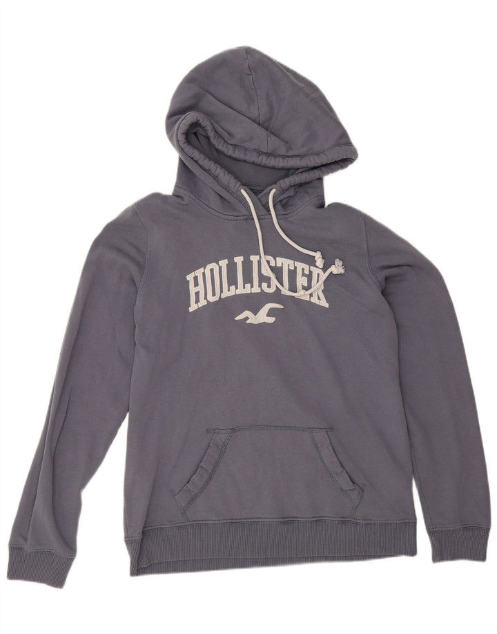 Hollister Mens Graphic Hoodie Jumper Medium Grey Cotton