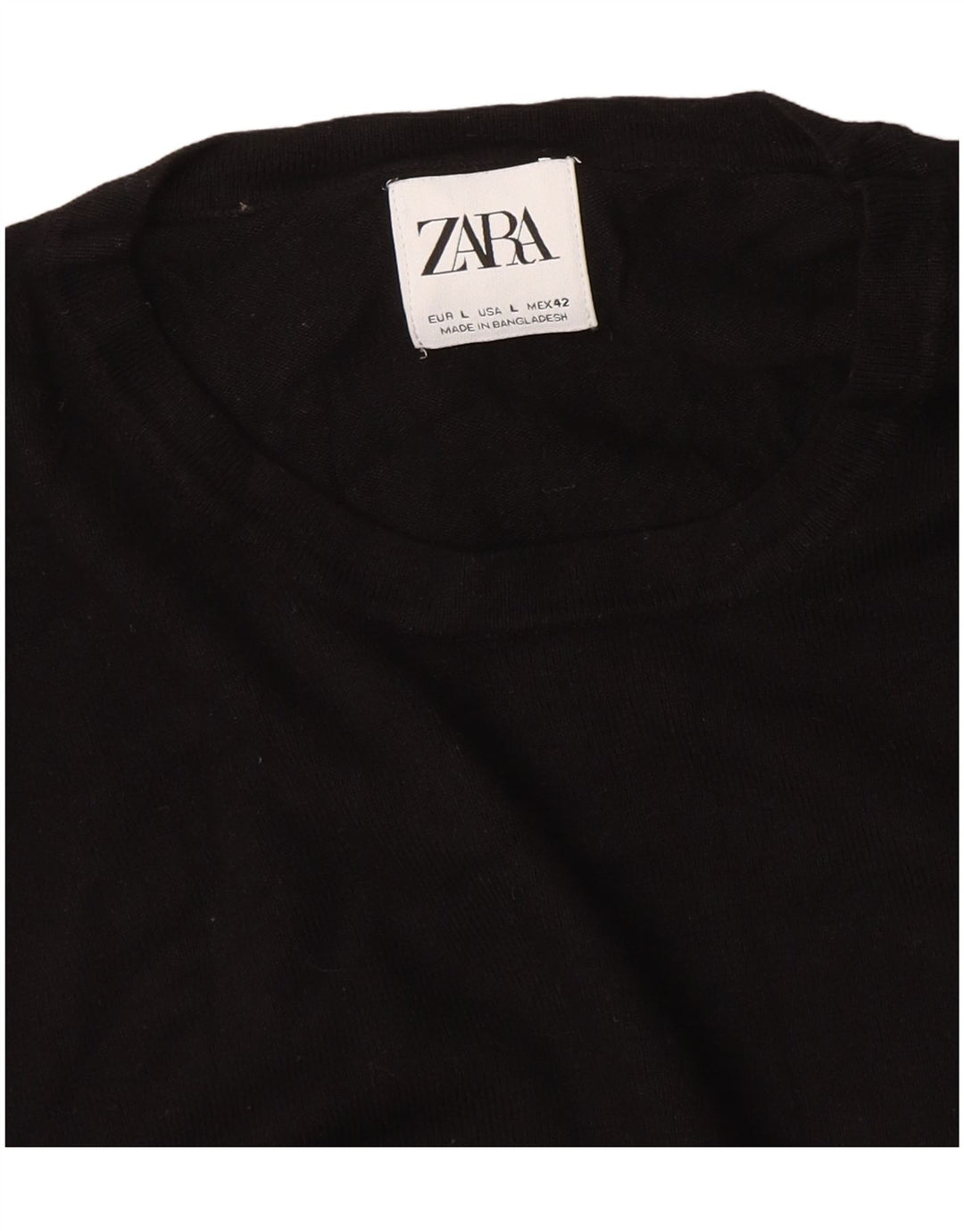 Zara Womens Crew Neck Jumper Sweater UK 14 Large Black