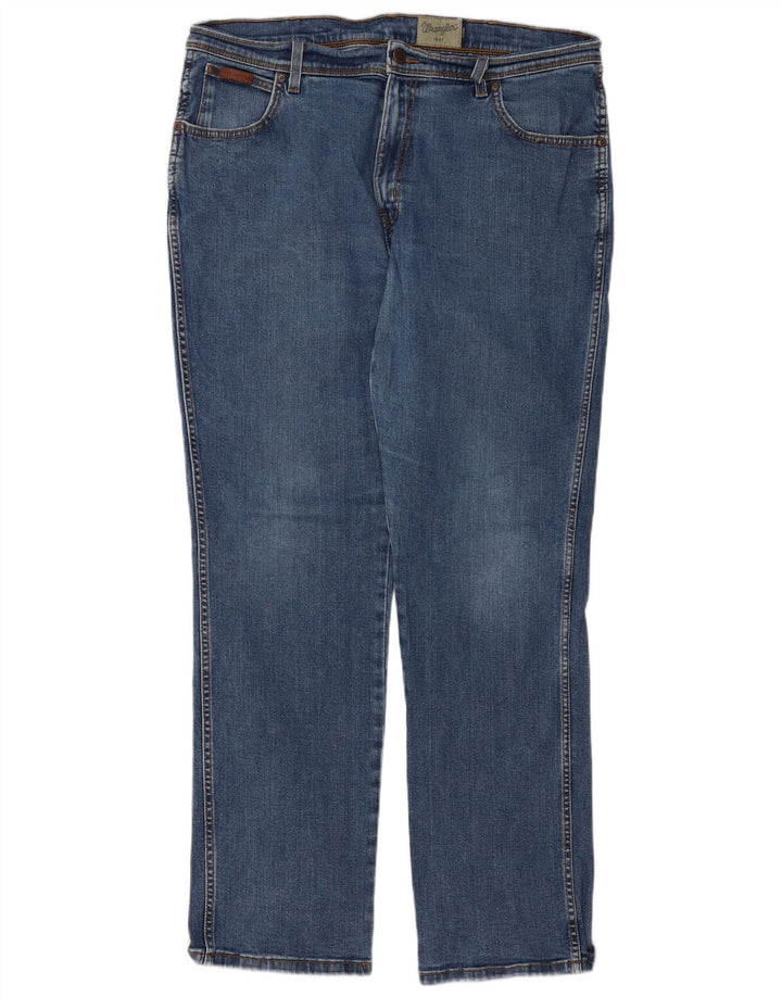 Wrangler Mens Texas Stretch Straight Jeans W38 L32 Blue Cotton