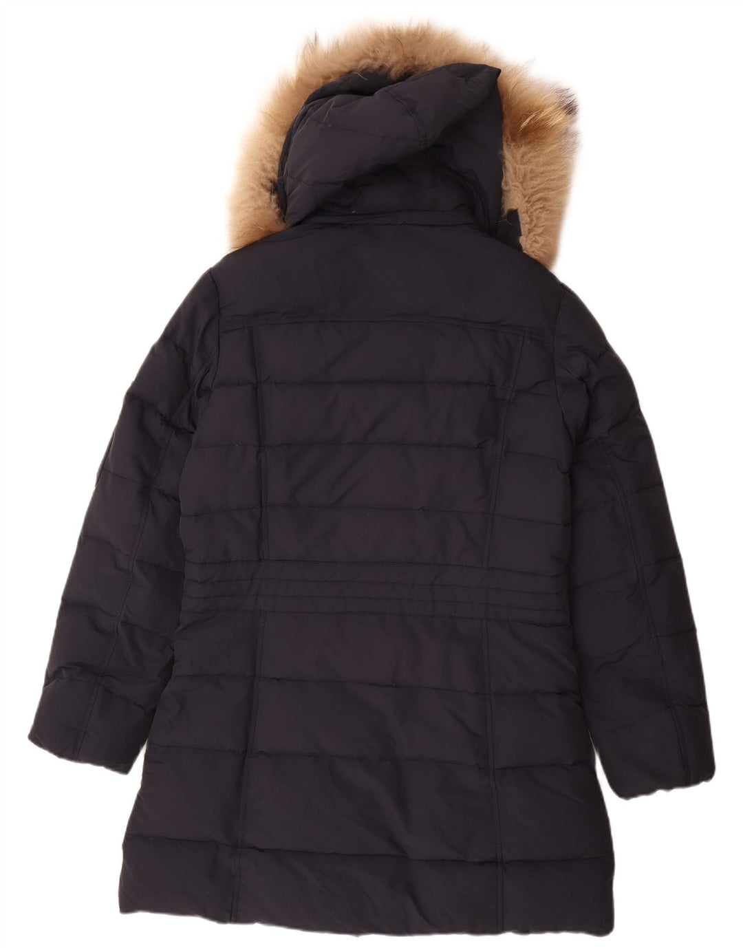 Canadiens Womens Hooded Padded Coat IT 46 Large Navy Blue Cotton