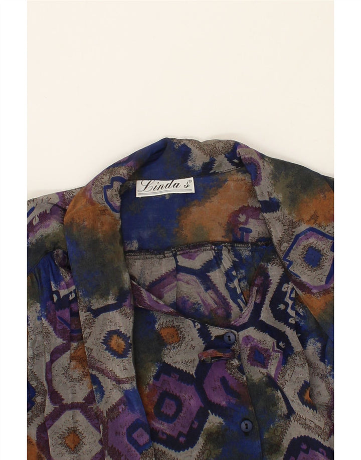 LINDA'S Womens Front Tie Shirt Blouse UK 16 Large Multicoloured Viscose Vintage Linda's and Second-Hand Linda's from Messina Hembry 