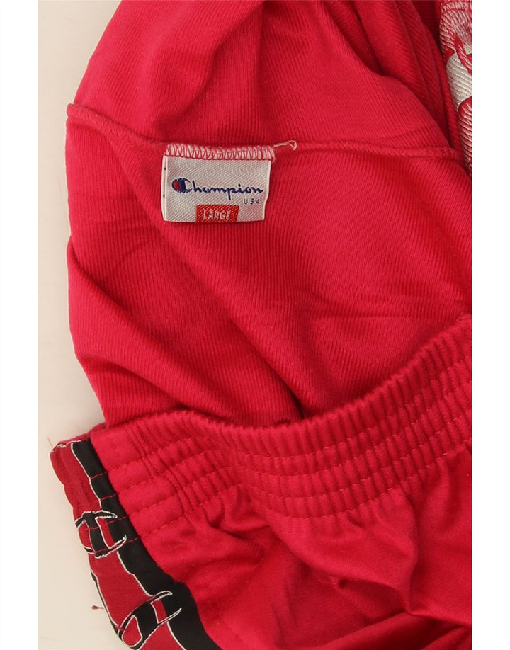 CHAMPION Womens Crop Graphic Tracksuit Trousers UK 16 Large Red Polyester