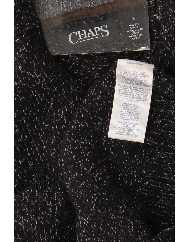 CHAPS Mens Zip Neck Jumper Sweater Medium Black Flecked Cotton