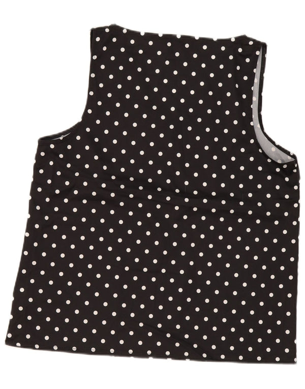 Lipsy Womens Sleeveless Blouse Top UK 14 Large Black Polka Dot Polyester