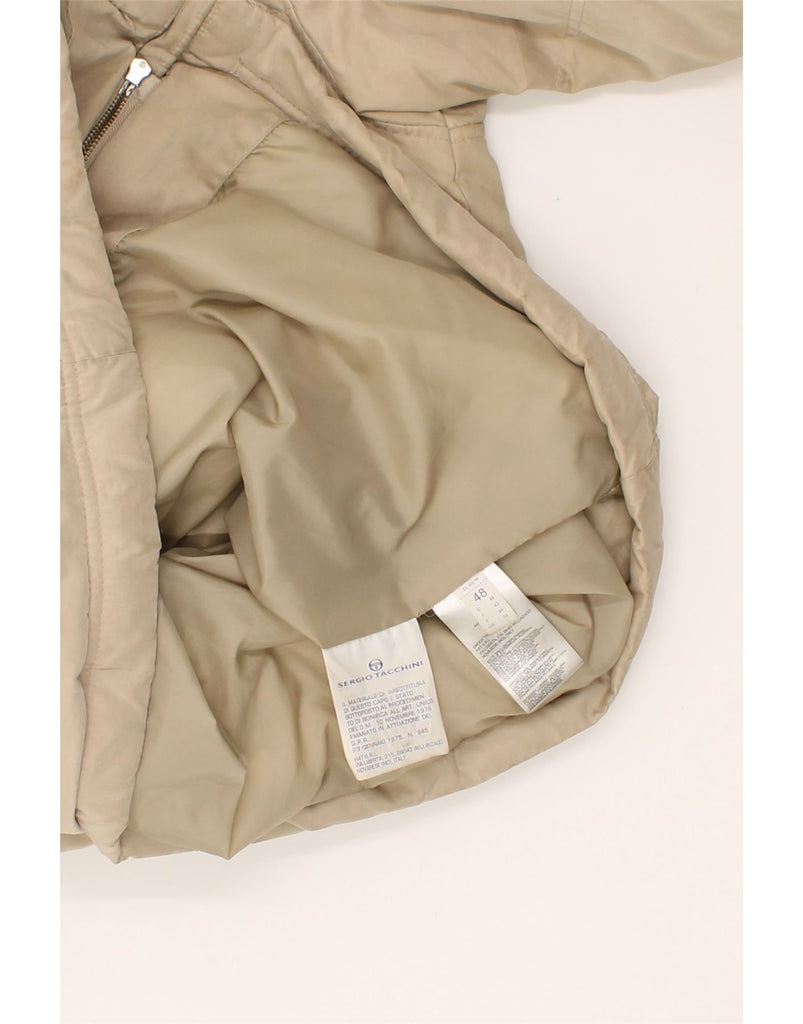 SERGIO TACCHINI Mens Padded Coat IT 48 Medium Beige Cotton | Vintage Sergio Tacchini | Thrift | Second-Hand Sergio Tacchini | Used Clothing | Messina Hembry 