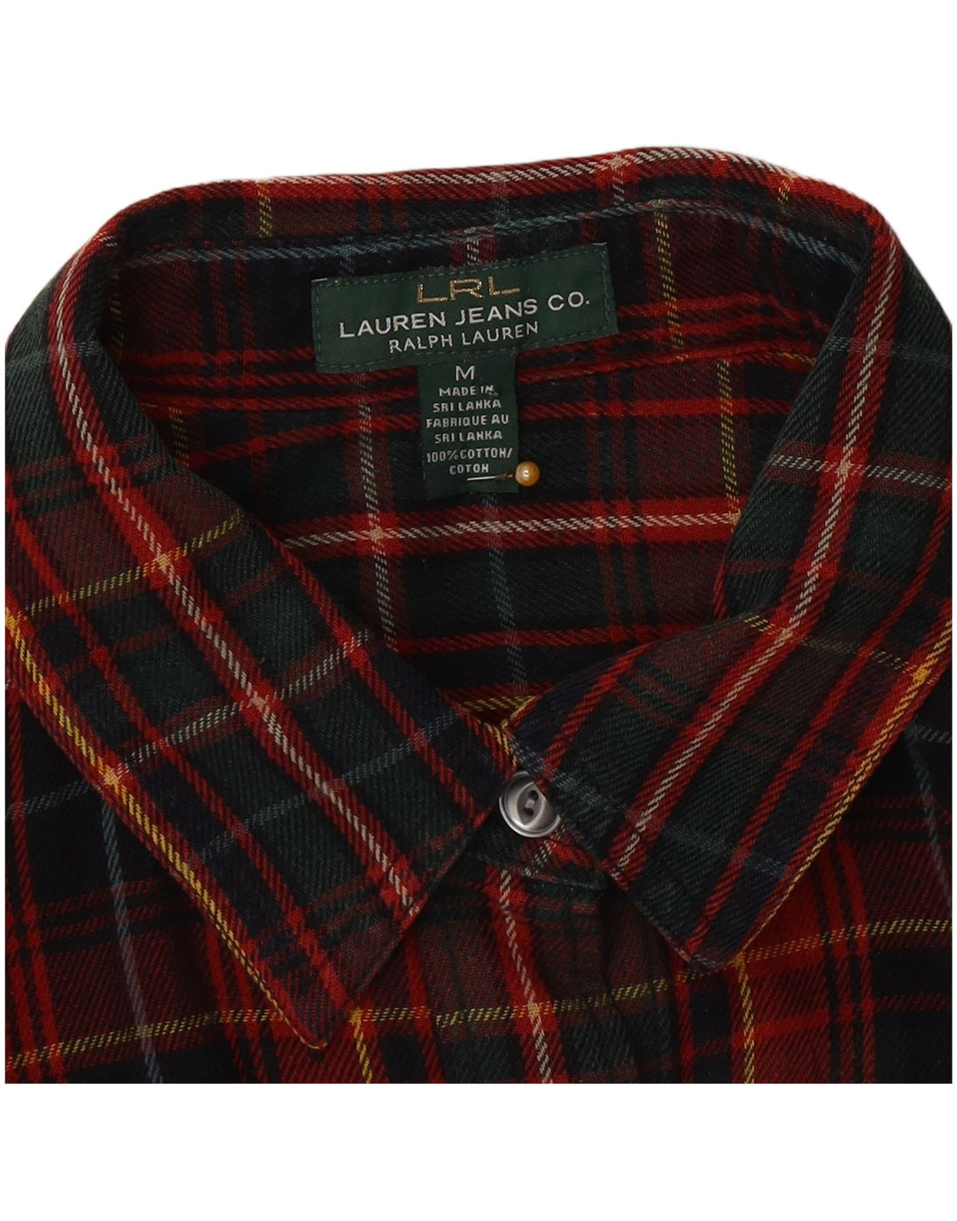 Ralph Lauren Womens Flannel Shirt UK 14 Medium Red Check Cotton
