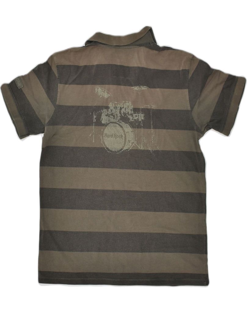 HARD ROCK CAFE Mens Polo Shirt Medium Brown Striped Cotton | Vintage Hard Rock Cafe | Thrift | Second-Hand Hard Rock Cafe | Used Clothing | Messina Hembry 