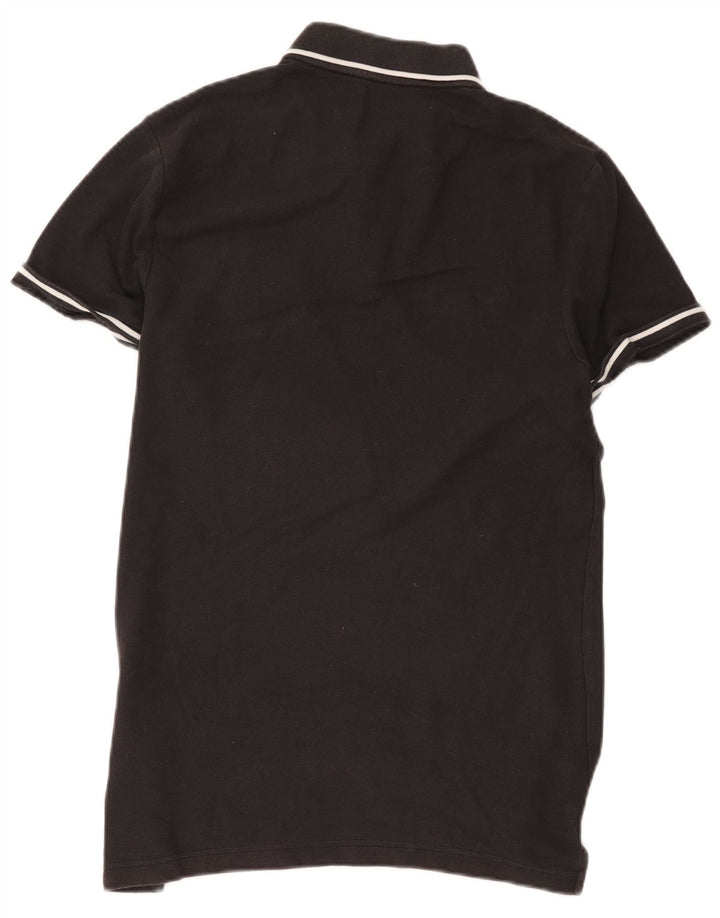 NIKE Mens Polo Shirt Medium Black Striped Cotton