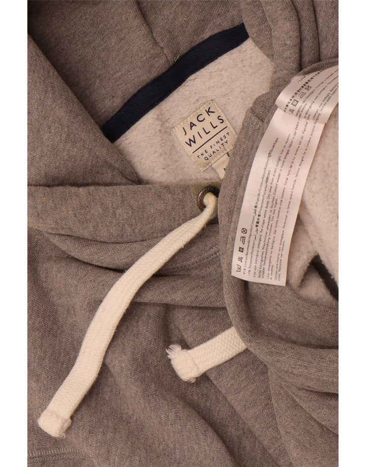 Jack Wills Mens Graphic Hoodie Jumper Medium Grey Flecked Cotton