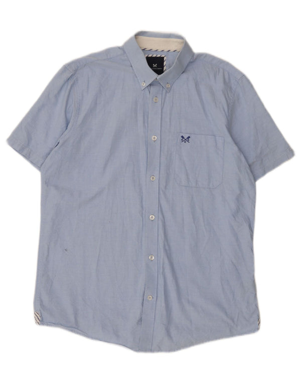Crew Clothing Mens Short Sleeve Shirt Medium Blue Cotton