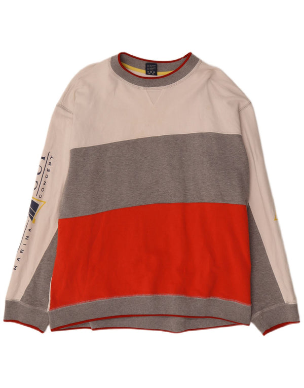Merit Cup Mens Graphic Sweatshirt Jumper 2XL White Colourblock Cotton