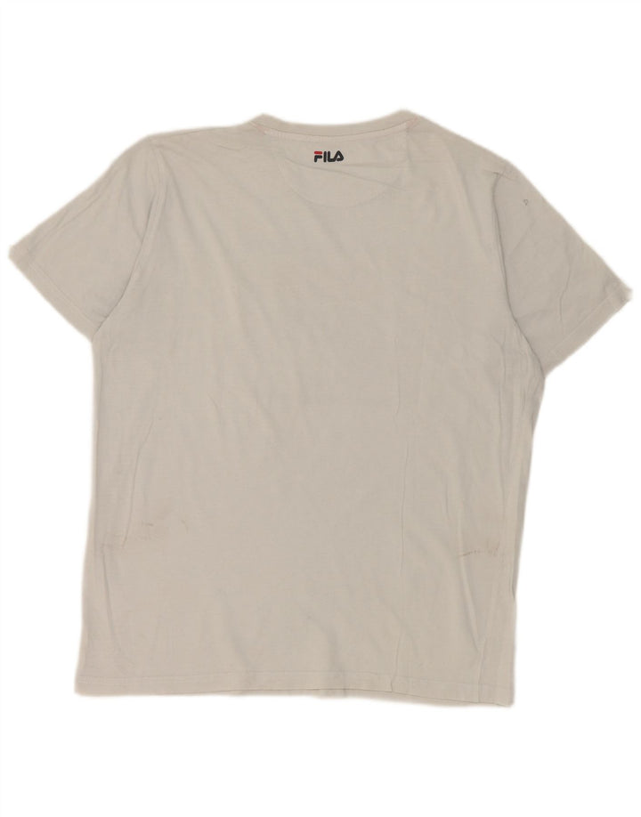 Fila Mens Graphic T-Shirt Top Medium White Cotton