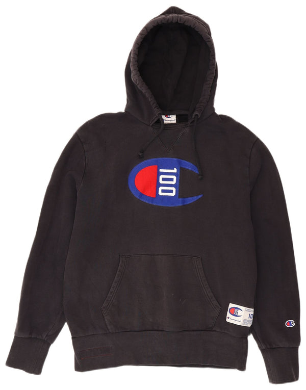 Champion Mens Graphic Hoodie Jumper Large Navy Blue Cotton