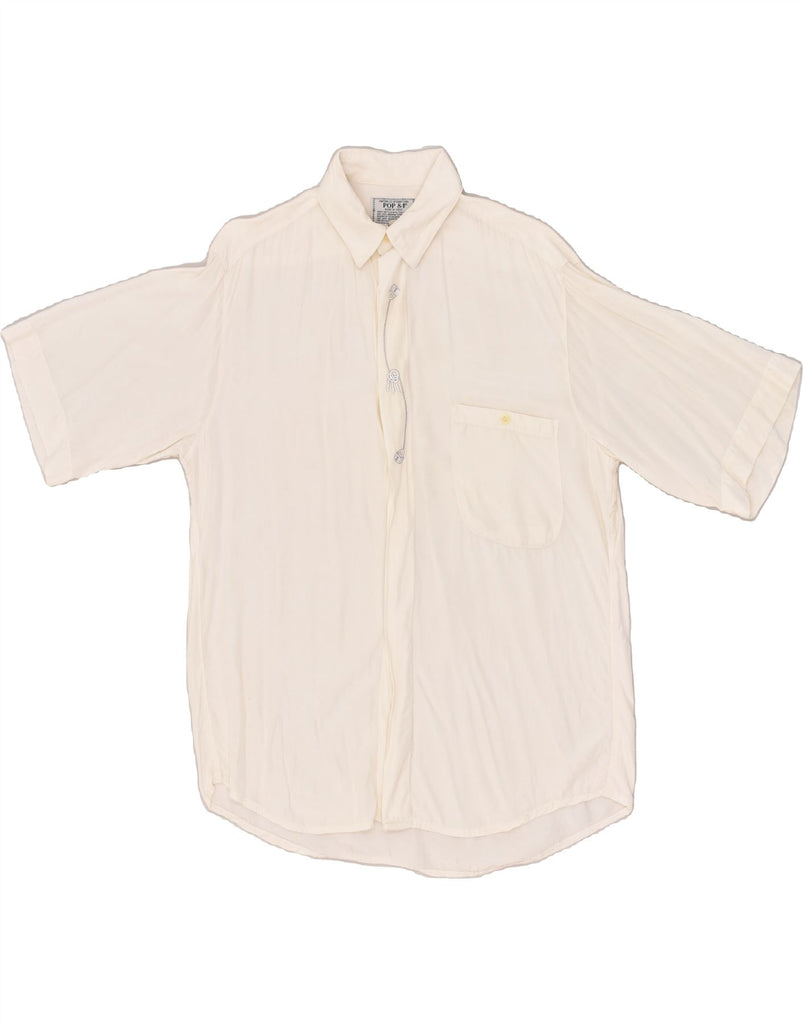 POP 84 Mens Short Sleeve Shirt Medium Off White | Vintage POP 84 | Thrift | Second-Hand POP 84 | Used Clothing | Messina Hembry 