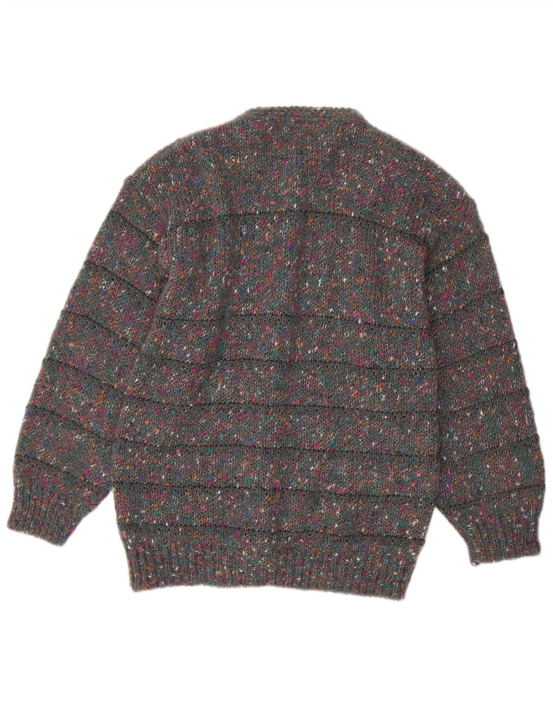 Vintage Womens Cardigan Sweater UK 16 Large Grey Flecked Wool
