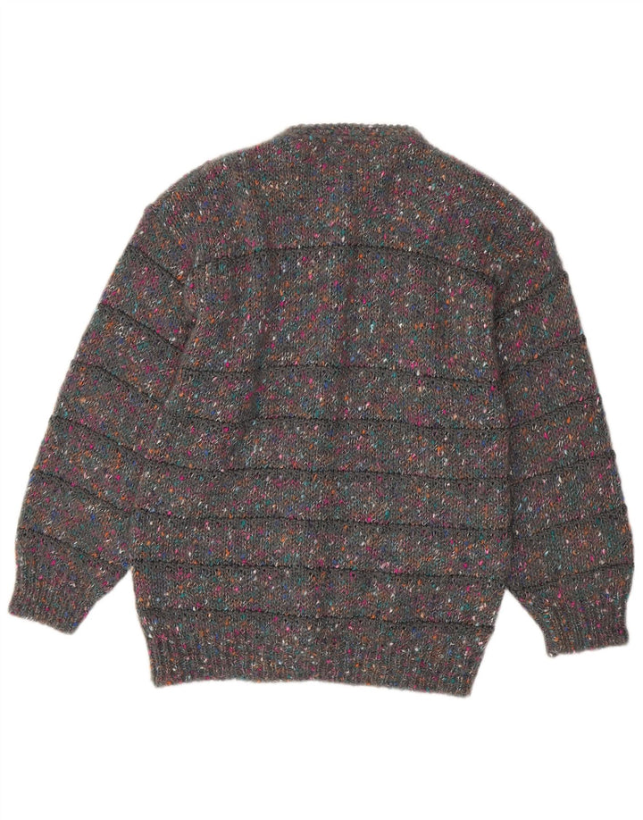 Vintage Womens Cardigan Sweater UK 16 Large Grey Flecked Wool