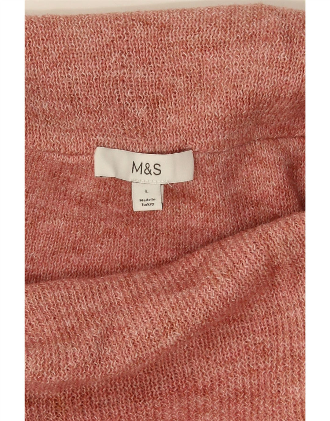 Marks & Spencer Womens Roll Neck Jumper Sweater UK 16 Large Pink Flecked