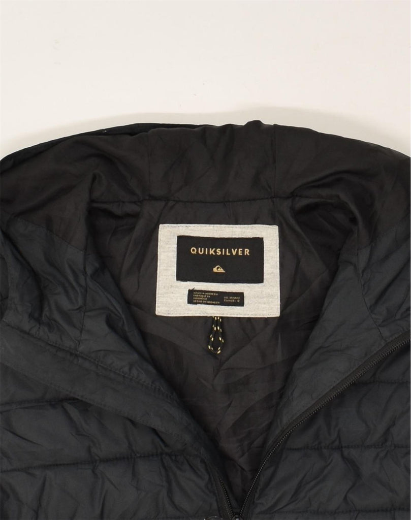 QUIKSILVER Boys Hooded Padded Jacket 11-12 Years Black Polyester | Vintage Quiksilver | Thrift | Second-Hand Quiksilver | Used Clothing | Messina Hembry 