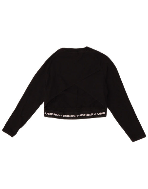 Umbro Womens Graphic Crop Sweatshirt Jumper UK 8 Small Black Cotton