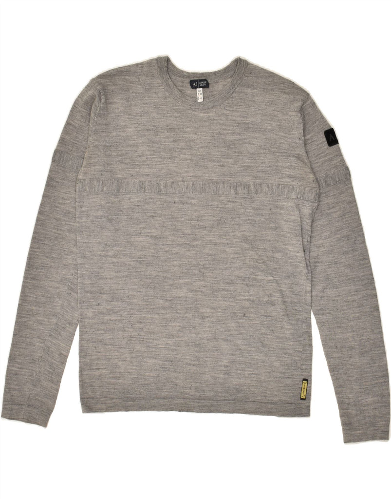 ARMANI Mens Crew Neck Jumper Sweater Medium Grey Wool | Vintage Armani | Thrift | Second-Hand Armani | Used Clothing | Messina Hembry 