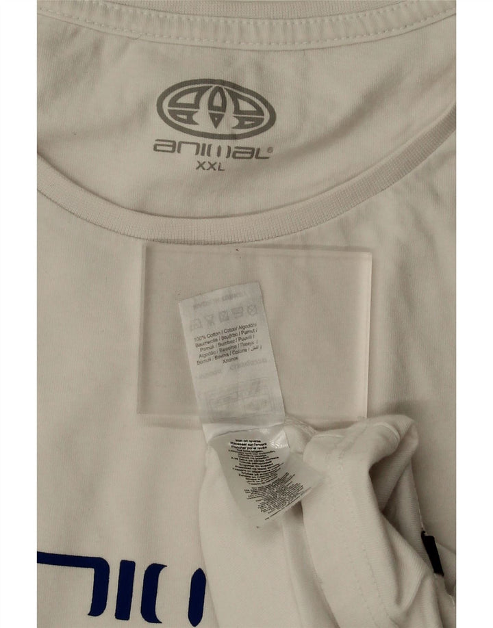 Animal Mens Graphic T-Shirt Top 2XL White Cotton