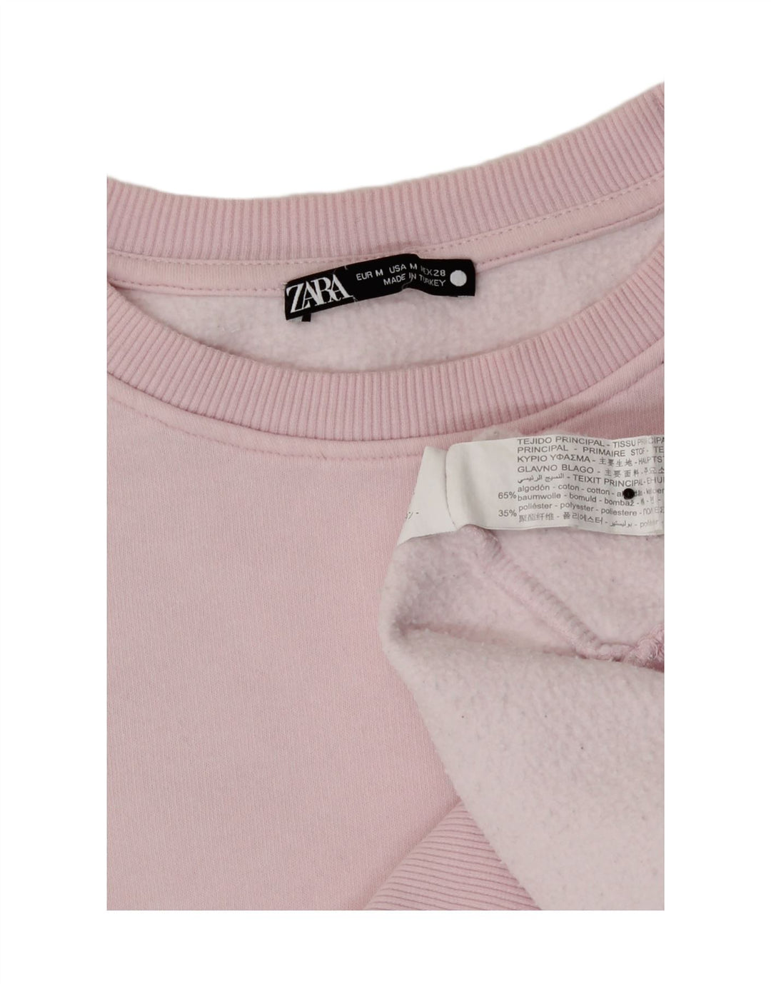 Zara Womens Sweatshirt Jumper UK 12 Medium Pink Cotton