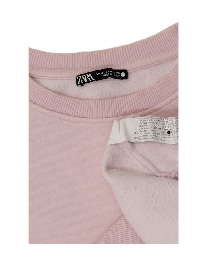 Zara Womens Sweatshirt Jumper UK 12 Medium Pink Cotton