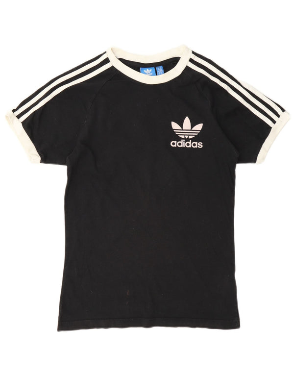 Adidas Womens Oversized Graphic T-Shirt Top UK 6 XS Black Cotton