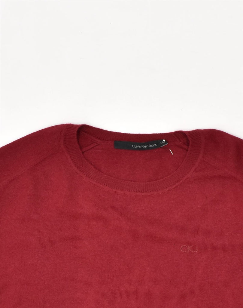 CALVIN KLEIN Mens Crew Neck Jumper Sweater 2XL Red Acrylic | Vintage Calvin Klein | Thrift | Second-Hand Calvin Klein | Used Clothing | Messina Hembry 