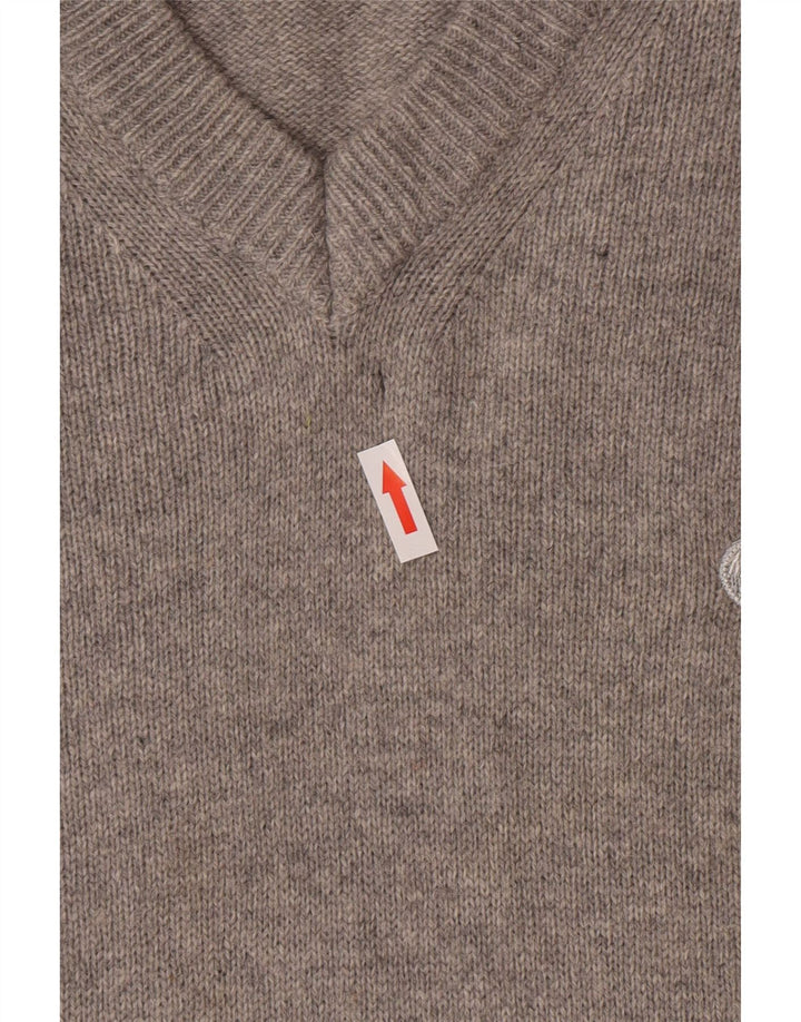 Murphy & Nye Mens V-Neck Jumper Sweater Large Grey Wool