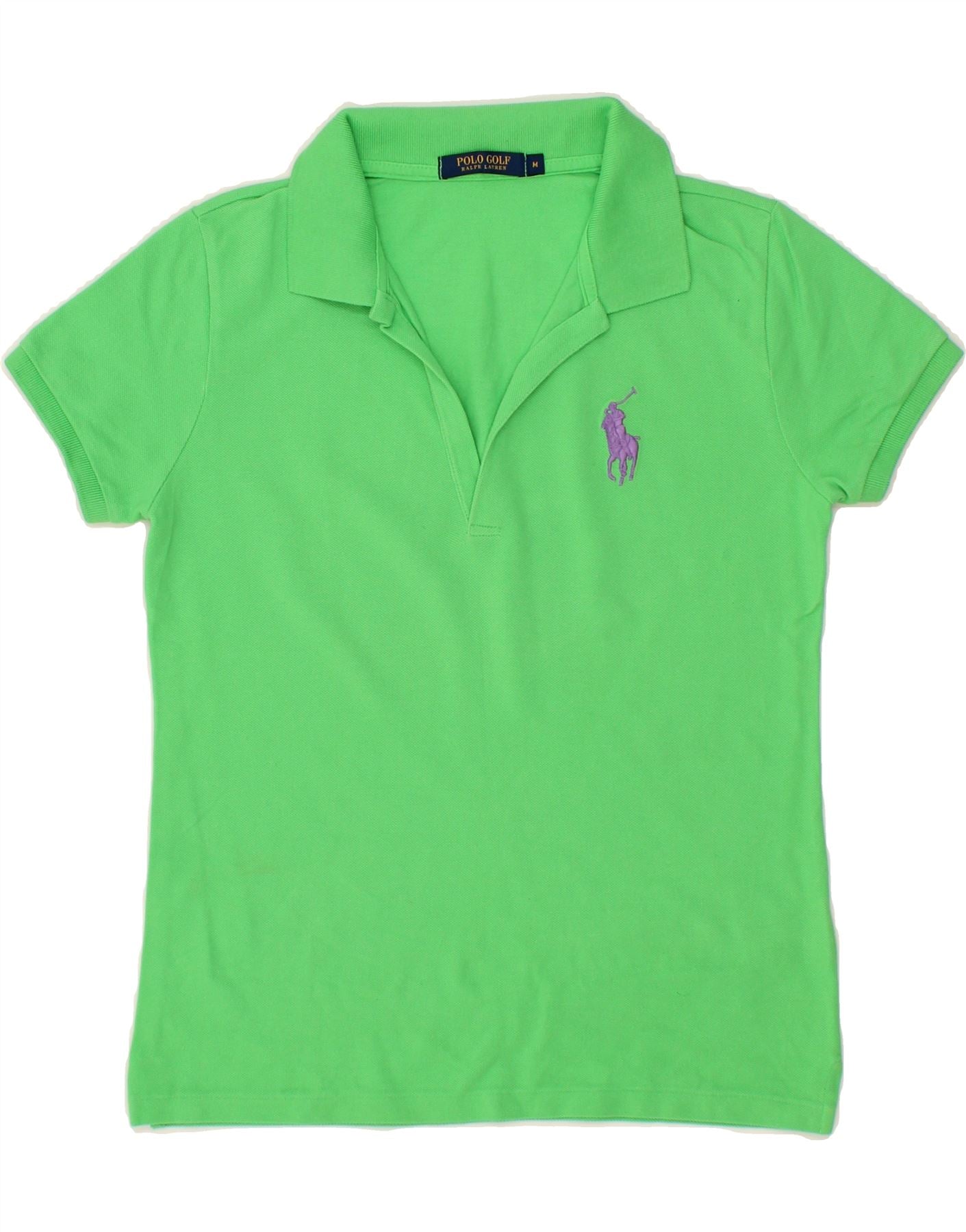 POLO GOLF RALPH LAUREN Womens Polo Shirt UK 12 Medium Green Cotton Vintage Second Hand Clothing Online Messina Hembry