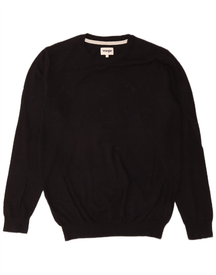 Wrangler Mens Crew Neck Jumper Sweater Large Black Cotton