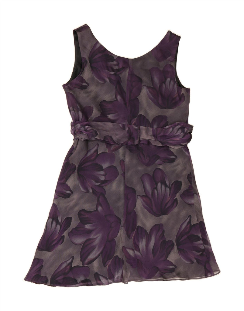GINA BACCONI Womens Sleeveless A-Line Dress UK 16 Large Purple Floral Vintage Gina Bacconi and Second-Hand Gina Bacconi from Messina Hembry 