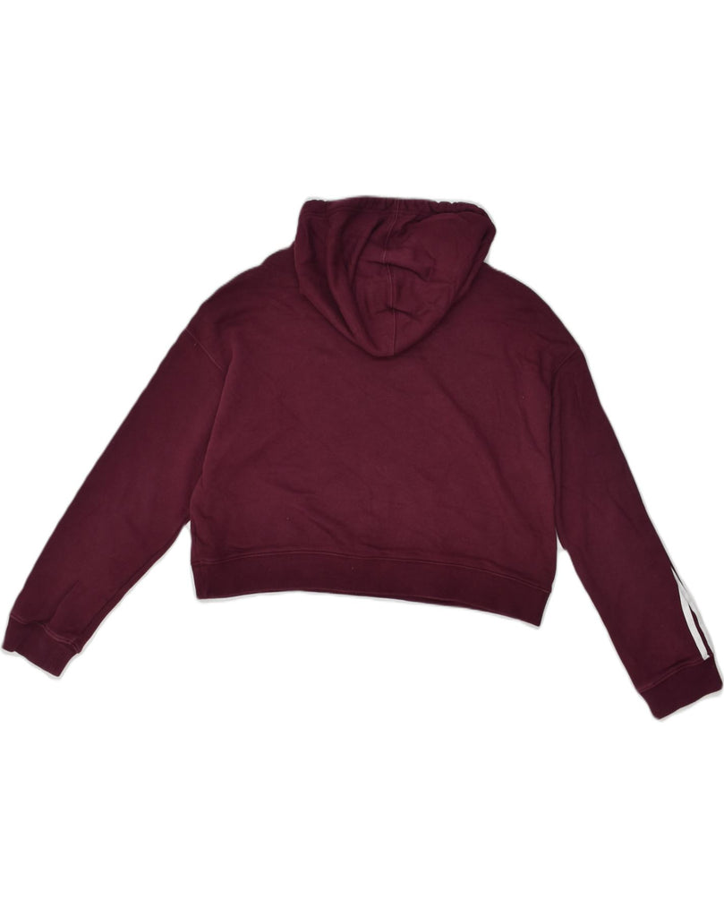 ADIDAS Womens Crop Hoodie Jumper UK 12 Medium  Burgundy Cotton | Vintage Adidas | Thrift | Second-Hand Adidas | Used Clothing | Messina Hembry 