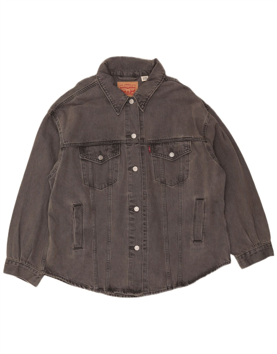 Levi's Womens Oversized Denim Jacket UK 16 Large Grey Cotton