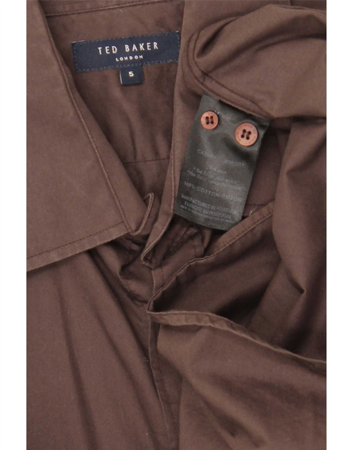 Ted Baker Mens Shirt Size 5 Large Brown Cotton