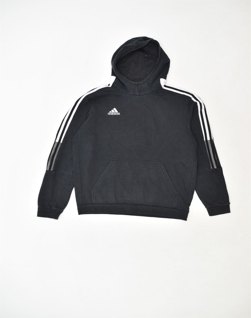 ADIDAS Mens Hoodie Jumper Large Black Cotton | Vintage | Thrift | Second-Hand | Used Clothing | Messina Hembry 