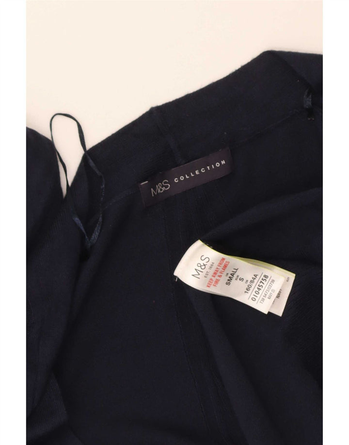 Marks & Spencer Womens Longline Open Cardigan Sweater UK 10 Small Navy Blue