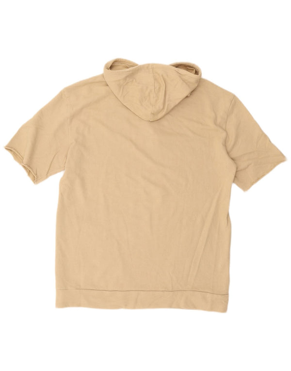 Zara Mens Short Sleeve Hoodie Jumper Small Beige